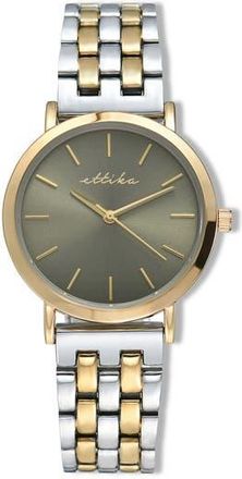 Ettika Classic Round Dial Two-Tone Bracelet Watch in Olive And Mixed Metal at Nordstrom Rack