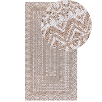 Beliani Beliani - Alfombra De Yute Beige Blanco 80 X 150 Cm Patr&oacute;n Geom&eacute;trico Suave Moderno Baglar