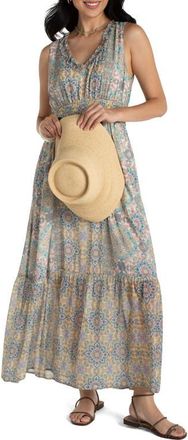 Liverpool L.A. Floral Paisley Smock Waist Maxi Dress in Citron Multi at Nordstrom, Size X-Large