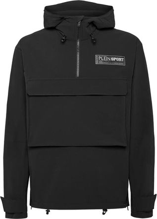 Plein Sport Nylon K-Way Jacket - Heren - Windbreakers - Zwart - XL - Nylon - Fitness