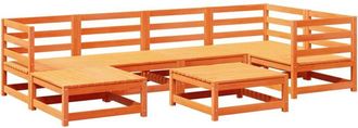 vidaXL Juego De Sof&aacute;s De Jard&iacute;n 7 Pzas Madera Maciza Pino Marr&oacute;n Cera Vidaxl