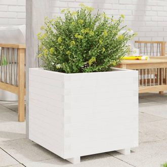 vidaXL Jardinera Madera Maciza De Pino Blanco 50x50x49,5 Cm Vidaxl