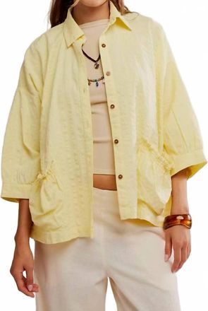 Free People Just Like Me Seersucker Shirt In Banana Cream