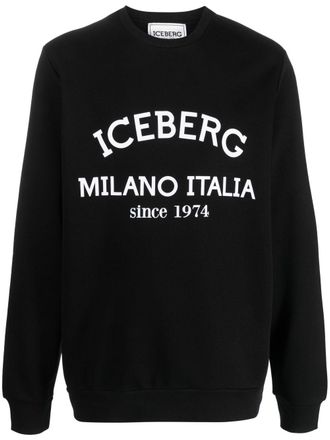 Iceberg logo-print cotton sweatshirt - men - Polyester/Cotton - XXXL - Black