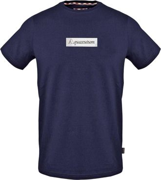 Aquascutum Herenploeg t-shirt in de nek (Marine)