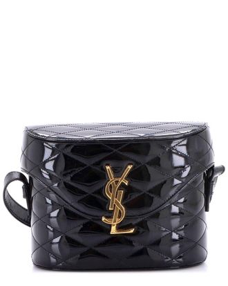 Saint Laurent Black Quilted Patent Leather June Box Bag (Authentic Pre-Loved)