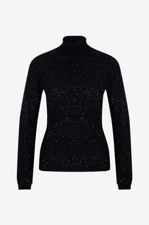 Fabiana Filippi Woll-Feinstrickpullover mit Rollkragen und Pailletten