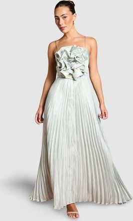 Coast Metallic Pleated Corsage Maxi Dress in Silver at Nordstrom, Size 10