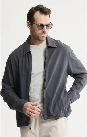 J.A.C.H.S. Linen Blend Zip Up Jacket in Asphalt at Nordstrom, Size Xx-Large