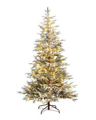 Nearly Natural 7ft Pre-Lit Artificial Flocked Woodland Fir Christmas Tree With 200 Warm White LED Lights