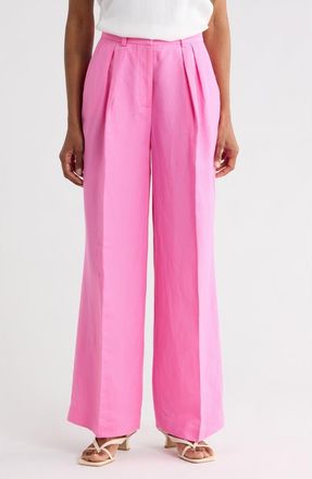 Kenneth Cole Linen Blend Wide Leg Pants in Pop Pink at Nordstrom Rack, Size 14
