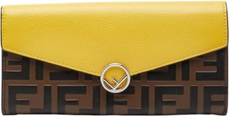 Fendi Brown Yellow Leather Long Wallet (Bi-Fold) (Pre-Owned)