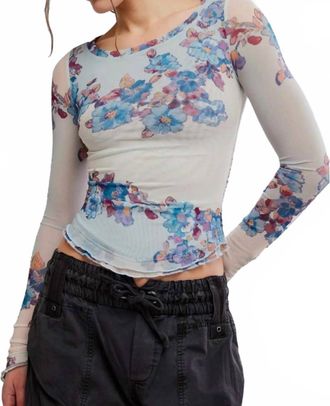 Free People Floral Mesh Long Sleeve Top In Frost Combo