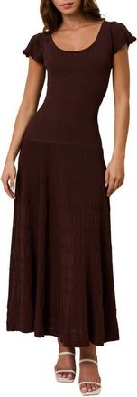 Solid & Striped The Belle Rib Knit Fit & Flare Midi Dress in Truffle at Nordstrom, Size X-Small