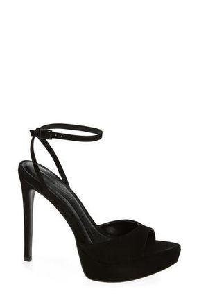 Steve Madden Maiden Ankle Strap Sandal in Black Nubuck at Nordstrom Rack, Size 8.5