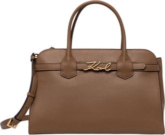 Karl Lagerfeld K/Signature Top-Handle Bag - Dames - Handtassen - Bruin - ONE Size - Leer - Tassen