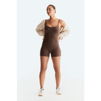 H&M Sports Unitard With Softmove in Mocha at Nordstrom, Size X-Large