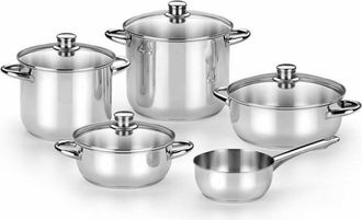 Bra Bateria Inox Optima Tapa Cristal 5 Piezas