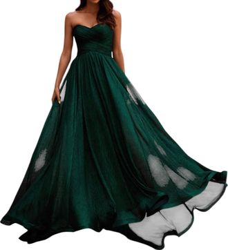 La Femme Unique Strapless Prom Dress In Emerald