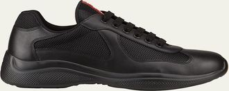 Prada Mens Americas Cup Leather Trainer Sneakers