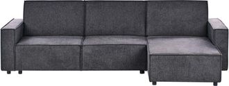 Beliani Beliani - Sof&aacute; Cama Esquinero Tapizado En Tela Gris Grafito 3 Plazas Izquierdo Romedal Ii