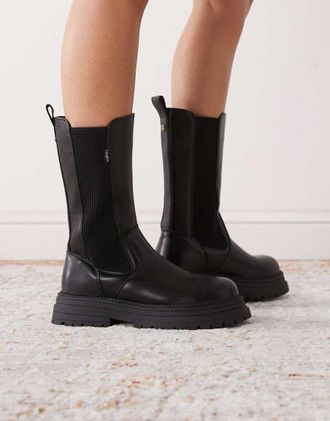 Buffalo Lennox - Stivaletti Chelsea alti neri-Nero
