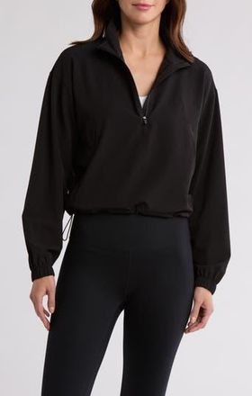 90 Degree by Reflex Andrea Mini Seersucker Crop Pullover in Black at Nordstrom Rack, Size X-Large