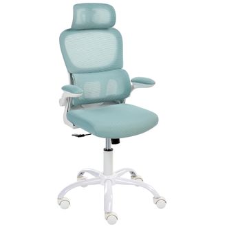 Beliani Silla De Oficina Moderna Tapizado De Malla Base De Hierro Giratoria Altura Ajustable Reposacabezas Reposabrazos Acolchados Respaldo Reclinable Mecanis