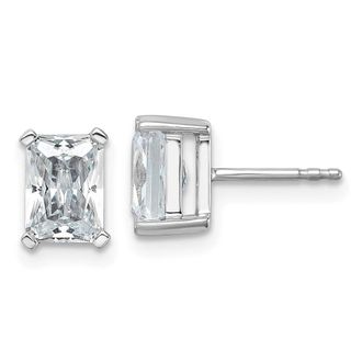 Diamond2Deal 14k White Gold 3 ctw Radiant Cut Lab Grown Diamond Stud Earrings