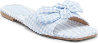 Top Moda Penny Gingham Bow Slide Sandal in Blue at Nordstrom Rack, Size 5.5