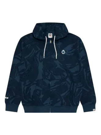 Aape By A Bathing Ape abstract-print zip-up hoodie - Blue