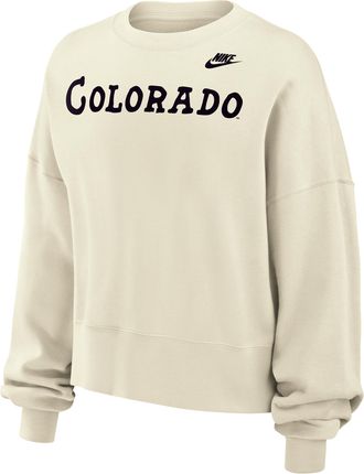 Nike Colorado Buffaloes Phoenix Fleece Nike Womens Football Crew-Neck Sweatshirt in White | W33302P403COLO-SAI