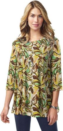 Jessica London Stretch Knit Swing Tunic in Grass Floral Watercolor at Nordstrom, Size 36