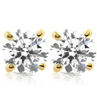Pompeii3 Certified 1 1/2 ct Lab Grown Diamond Studs 14k Yellow Gold Screw Backs