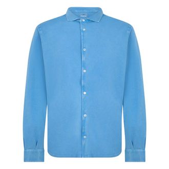 Fedeli Shirt met lange mouwen - Heren - Casual Overhemden - Blauw - 4XL - Katoen - Overhemden