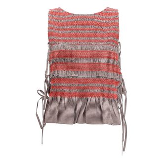 Ganni Top el&aacute;stico estampado con fruncido y lazos laterales - Tops - Mujer - Multicolor - M