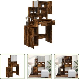 vidaXL Armadio per trucco - Toeletta con Armadietto Rovere Fumo 80x35x132 cm