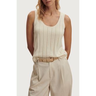 Varley Ayaka Wide Rib Cotton Tank in Pristine at Nordstrom, Size X-Large
