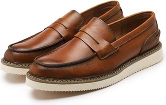 Generic Penny Loafers for Men, Casual Mens Loafers Slip On Dress Sneakers Men Shoes Genuine Leather Non Slip Rubber (Brown,8.5)