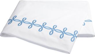 Matouk Gordian Knot 500 Thread Count Cotton Percale Flat Sheet in Ocean at Nordstrom, Size Full