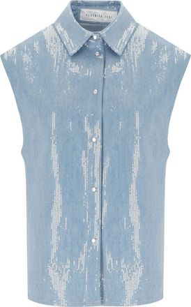 Federica Tosi Denim Acqua Sequins Sleeveless Shirt