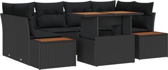 vidaXL Vidaxl - Garden Dining Set Manual 7 pcs Black, Brown 100 x 55 x 73 cm
