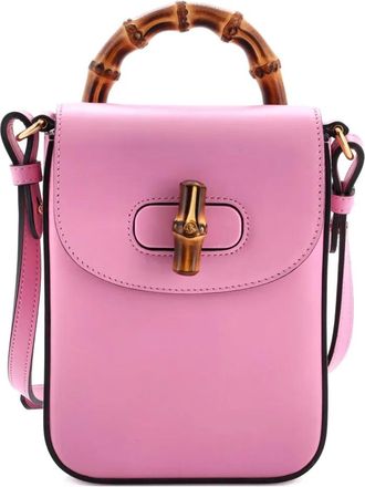 Gucci Leren mini-schoudertas met bamboe handvat - Roze