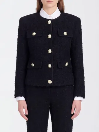 Balmain Blazer corto slim fit in misto viscosa con spalle imbottite