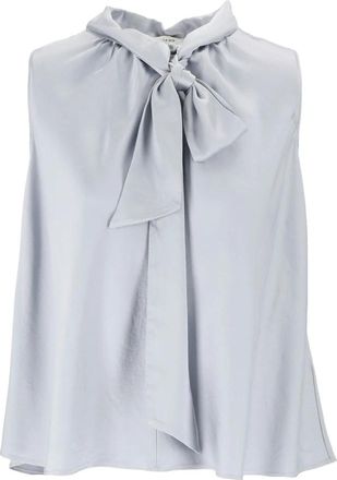 Forte_Forte Top de Seda y Sat&eacute;n Lavalli&egrave;re - Tops - Mujer - Azul - L