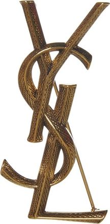 Saint Laurent Elegante Zwarte Leren Handtas - Dames - Broches - Geel - ONE Size - Accessoires