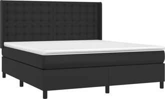 vidaXL Vidaxl - Cama Box Spring Colch&oacute;n Y Led Cuero Sint&eacute;tico Negro 160x200 Cm