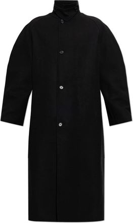 Jil Sander Vilten Woljas - Heren - Mantel - Zwart - L - Wol - Jassen