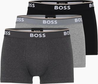 HUGO BOSS Mens 3-Pack Stretch Cotton Grey/Black Trunks - Size: 39/38/32