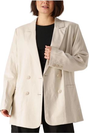 Gestuz Linnen blazer in stijlvol off-white - Dames - Blazers - Wit - M - Linnen - Jassen